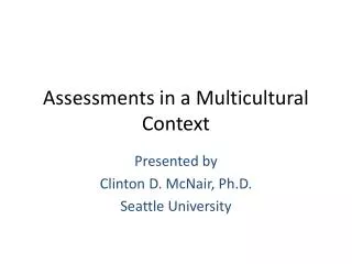 Assessments in a Multicultural Context