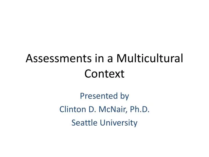 assessments in a multicultural context