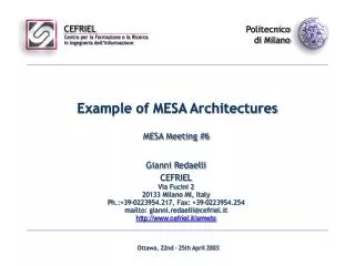 Example of MESA Architectures