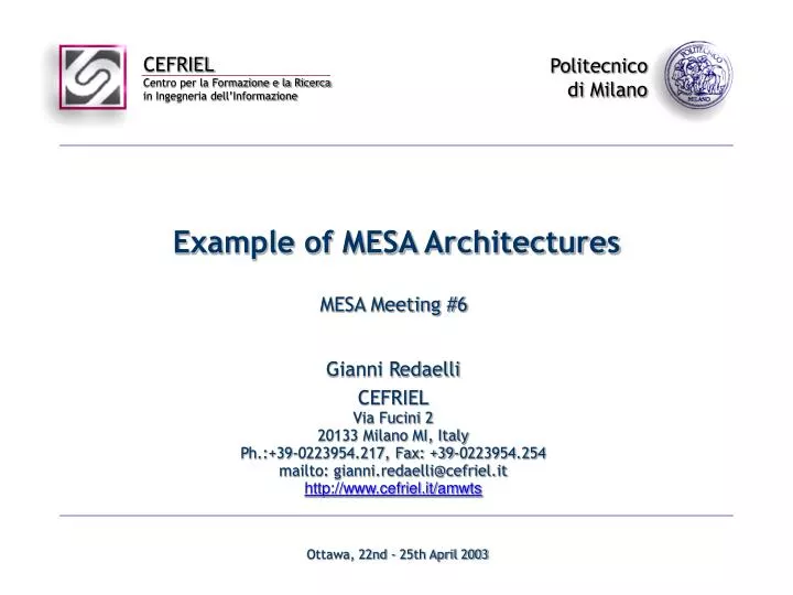 example of mesa architectures