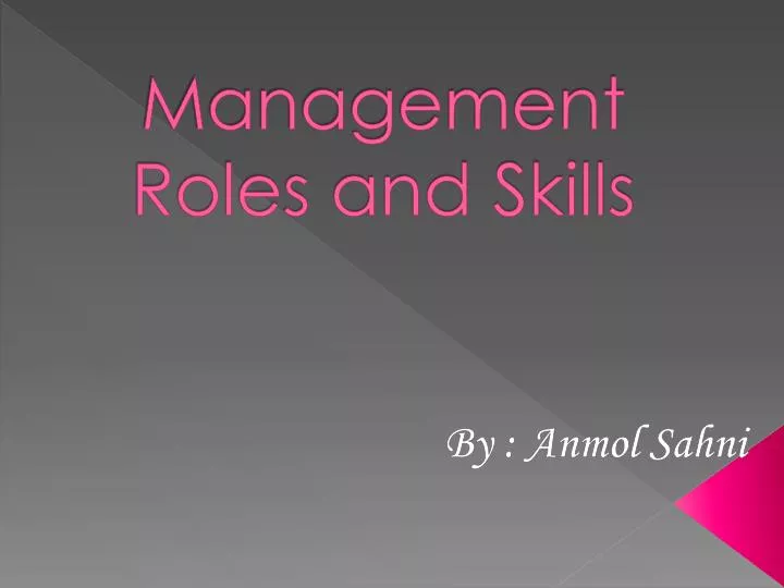 management roles and skills