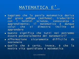matematica e