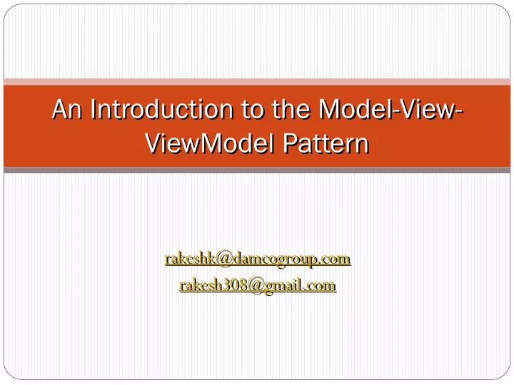 an introduction to the model view viewmodel pattern