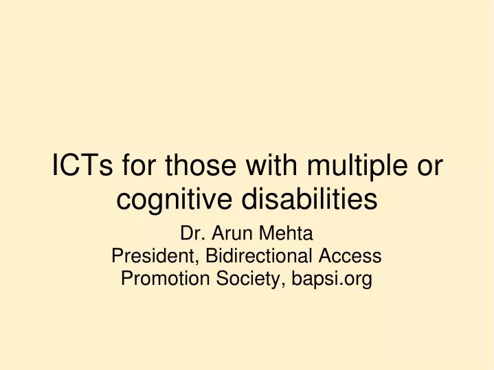 icts for those with multiple or cognitive disabilities