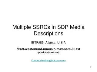 Multiple SSRCs in SDP Media Descriptions