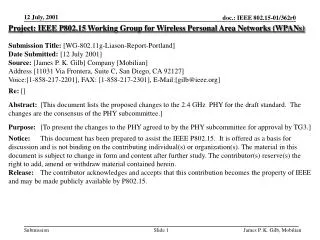 Project: IEEE P802.15 Working Group for Wireless Personal Area Networks (WPANs)