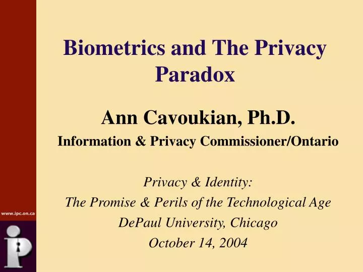 biometrics and the privacy paradox