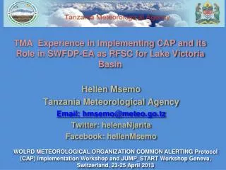 TMA Experience in Implementing CAP and its Role in SWFDP-EA as RFSC for Lake Victoria Basin