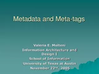 Metadata and Meta-tags