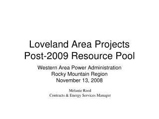 Loveland Area Projects Post-2009 Resource Pool