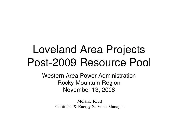 loveland area projects post 2009 resource pool