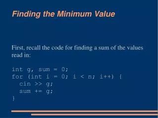 Finding the Minimum Value