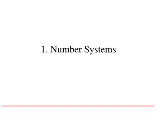1 number systems