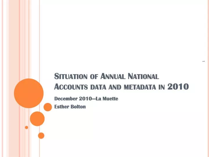 situation of annual national accounts data and metadata in 2010