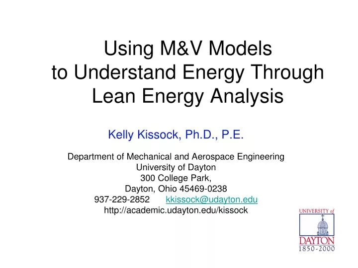 using m v models to understand energy through lean energy analysis