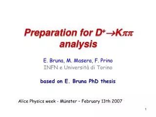 Preparation for D + ? K pp analysis