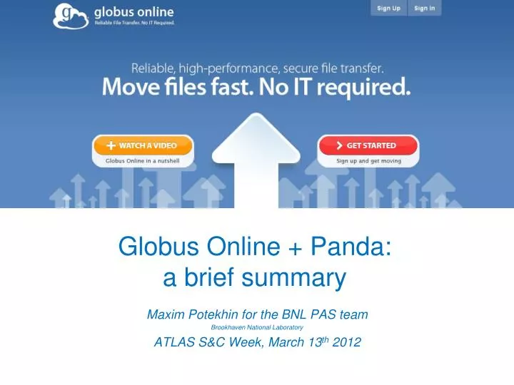 globus online panda a brief summary