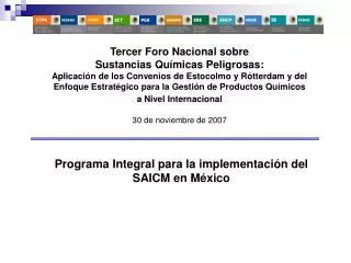 programa integral para la implementaci n del saicm en m xico