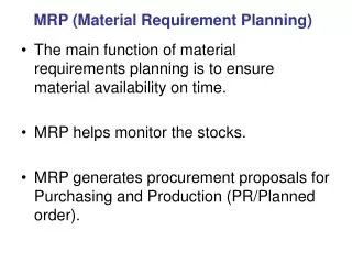 MRP (Material Requirement Planning)