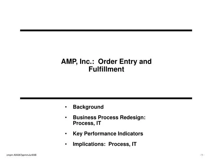 amp inc order entry and fulfillment