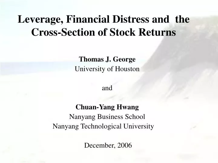 leverage financial distress and the cross section of stock returns