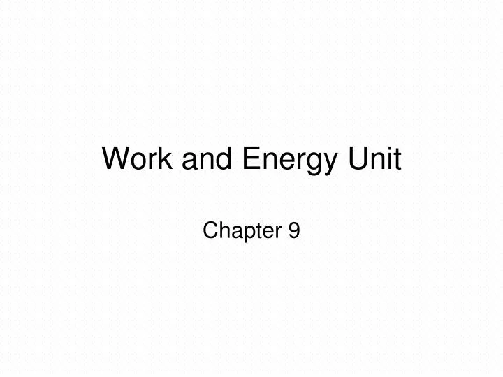 work and energy unit