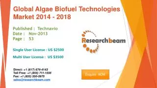 Global Algae Biofuel Technologies Market 2014 - 2018