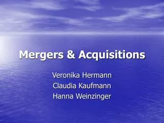 Mergers &amp; Acquisitions
