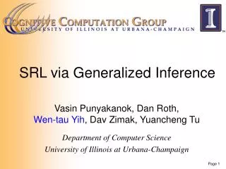 SRL via Generalized Inference