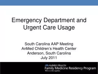 Emergency Department and Urgent Care Usage
