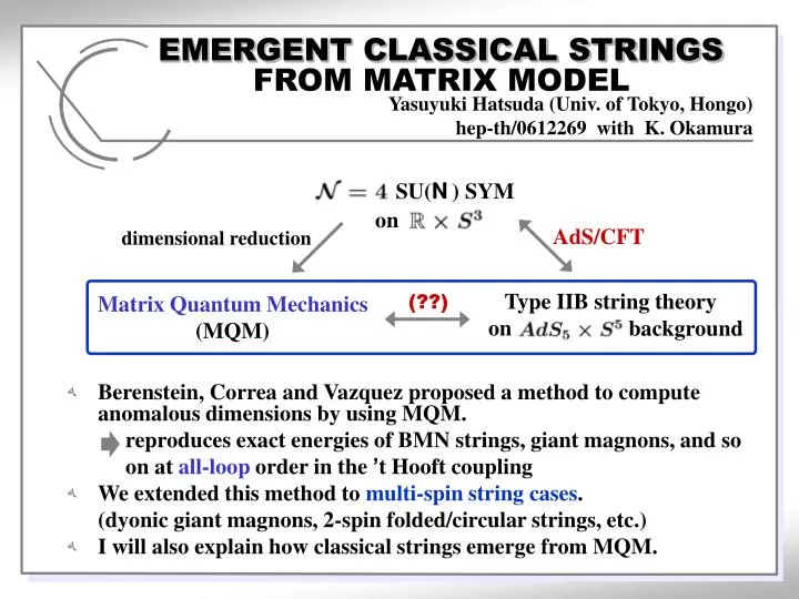 emergent classical strings