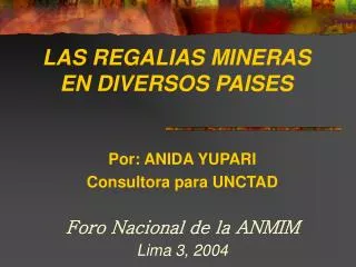 las regalias mineras en diversos paises
