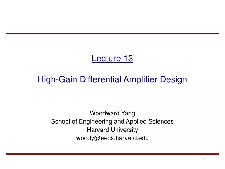 lecture 13 high gain differential amplifier design