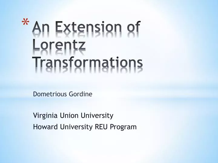 an extension of lorentz transformations