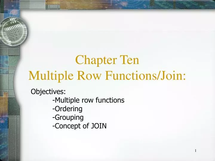 chapter ten multiple row functions join