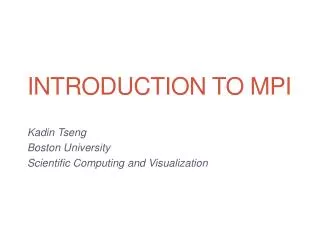 Introduction tO MPI