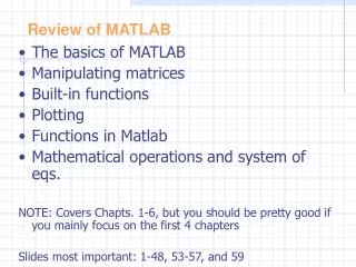 Review of MATLAB