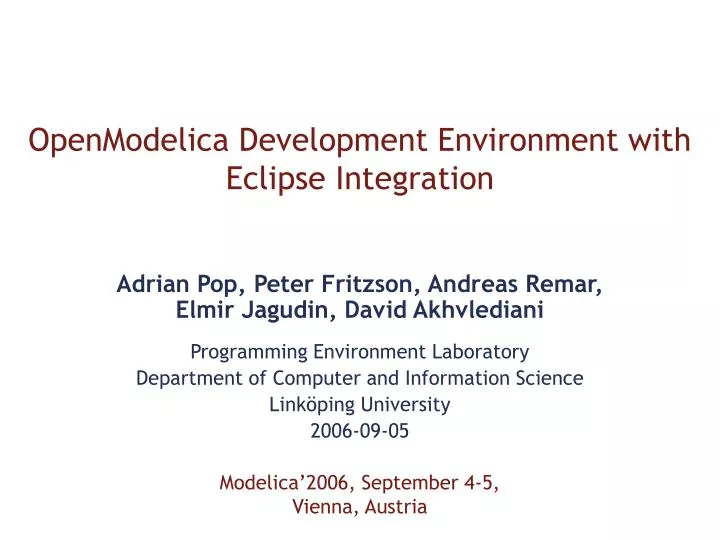 openmodelica development environment with eclipse integration