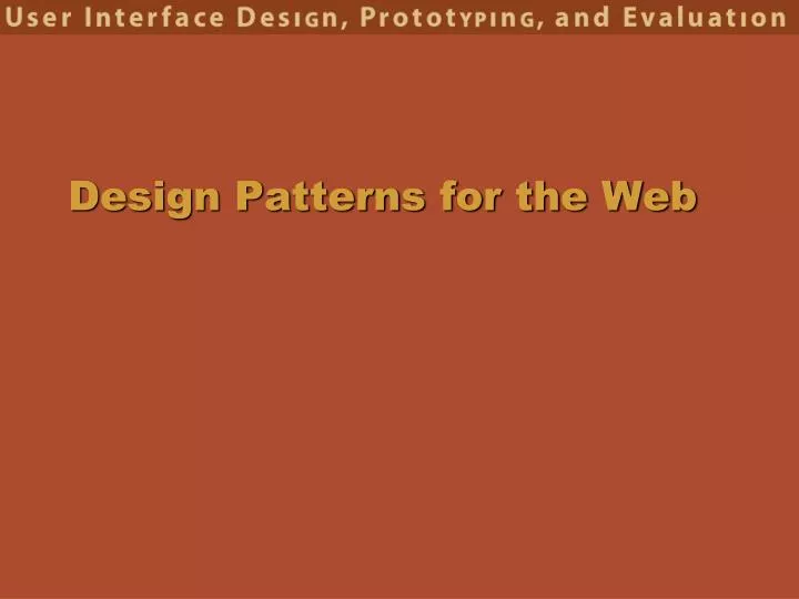 design patterns for the web