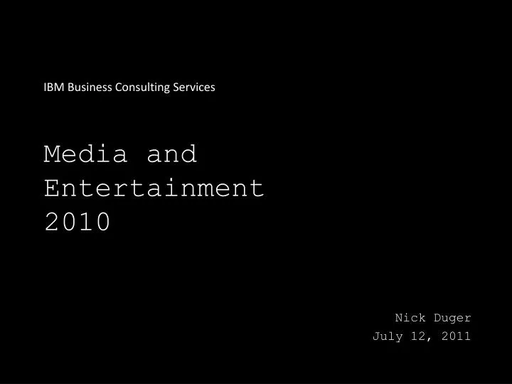 media and entertainment 2010