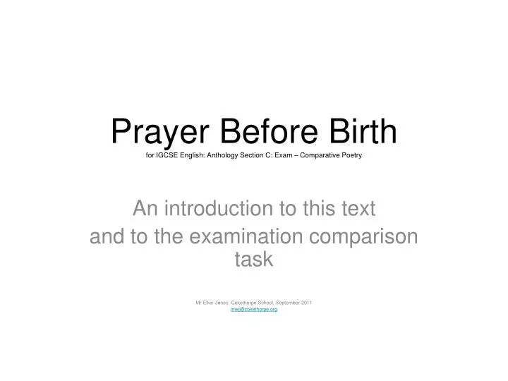 prayer before birth for igcse english anthology section c exam comparative poetry