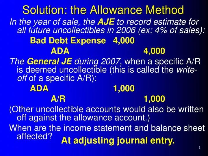 solution the allowance method