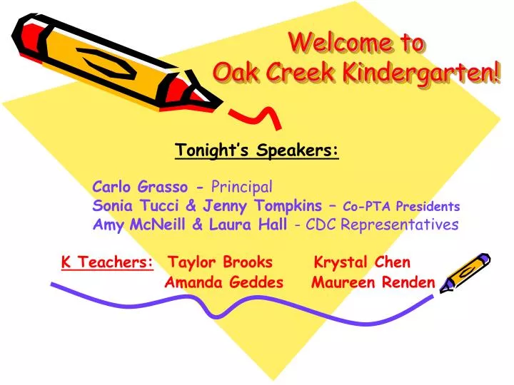 welcome to oak creek kindergarten