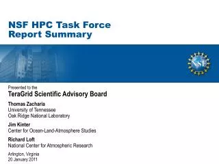 NSF HPC Task Force Report Summary