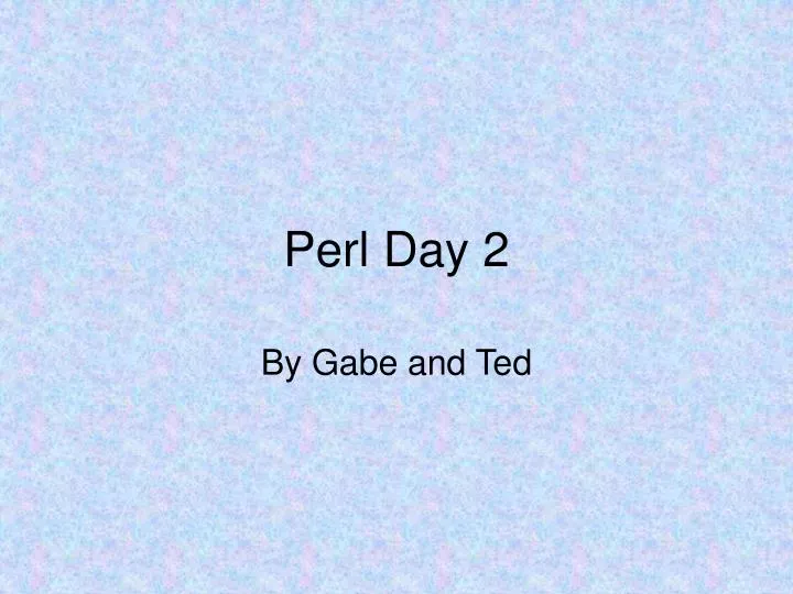perl day 2