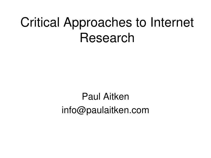 critical approaches to internet research