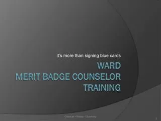 Ward Merit badge counselor Training