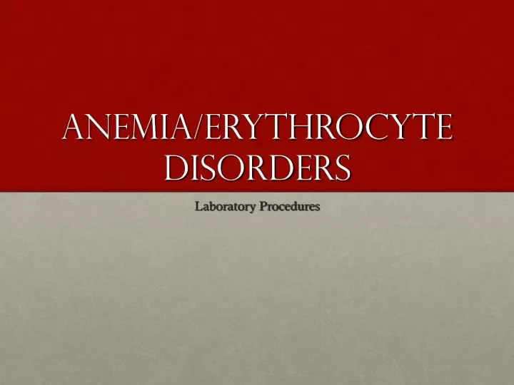 anemia erythrocyte disorders