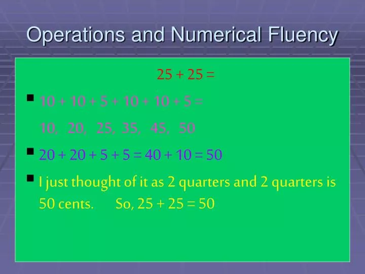 operations and numerical fluency