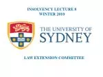 INSOLVENCY LECTURE 8 WINTER 2010